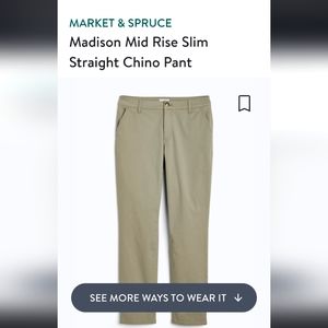 MARKET & SPRUCE Madison Mid Rise Slim Straight Chino Pant 14w